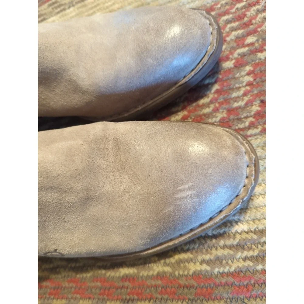Born Strap Ankle Boots Mule Gray Leather Women's Size 7.5 M Nice Condition!